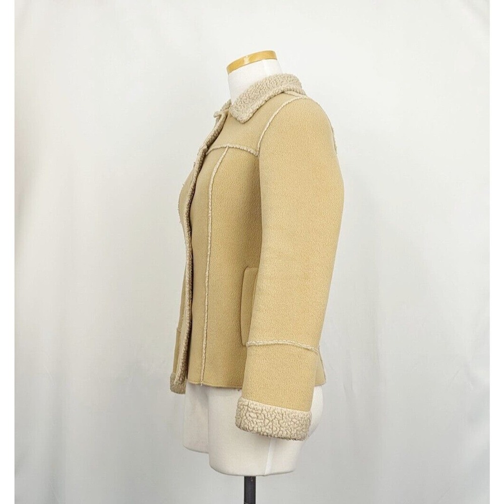 Vintage Y2K Old Navy Jacket Tan Fleece Faux Ranch Chore Women's Size XS - Picture 4 of 8
